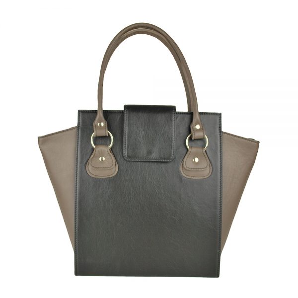 Kožená luxusná kabelka č.8644 v čierno hnedej farbe