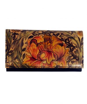 Ručne maľovaná kožená peňaženka s motívom Africkej ruže