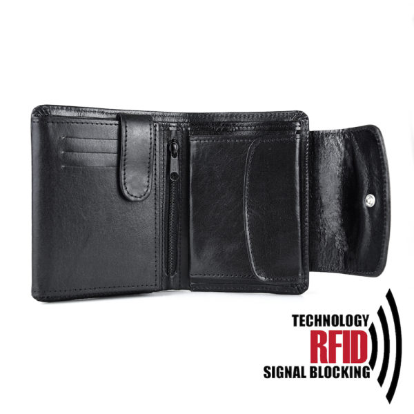 Kožená RFID peňaženka vybavená blokáciou RFID / NFC, čierna farba č.8511 - Image 3