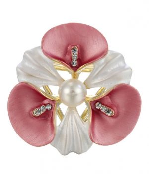 Elegantná ozdobná brošňa pre šatky v tvare ružového kvetu (1)