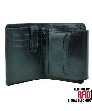 Kožená RFID peňaženka vybavená blokáciou RFID NFC, čierna farba č (1)
