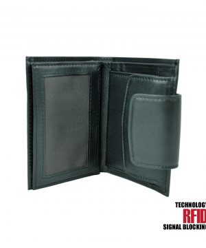 Kožená RFID peňaženka vybavená blokáciou RFID NFC, čierna farba č (1)