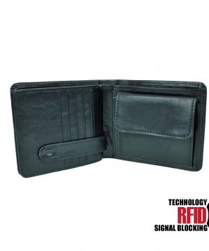RFID kožená peňaženka v čiernej farbe vybavená blokáciou RFID NFC, č (1)