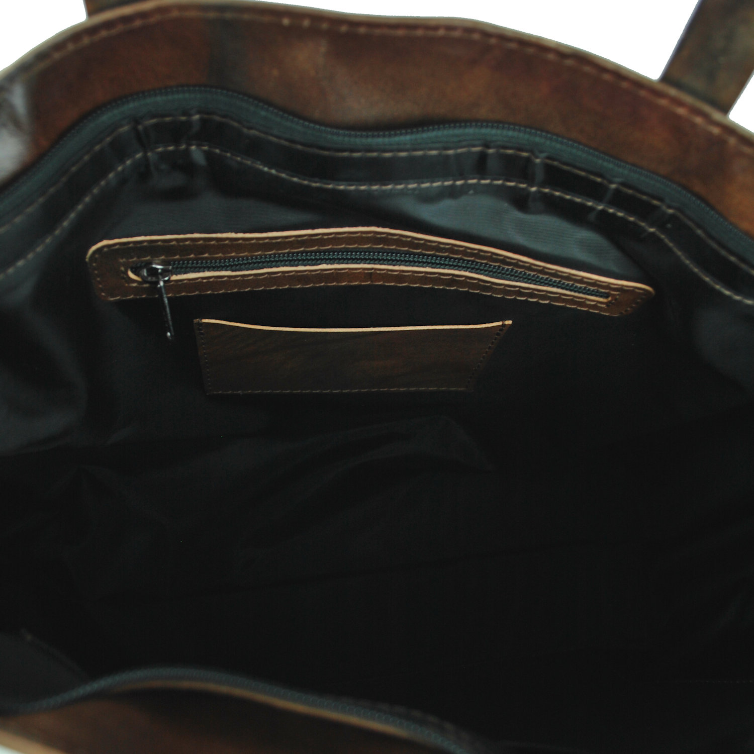 Kožená kabelka veľká na plece SHOPPER BAG, ručne tieňovaná, hnedá – Obrázok 9