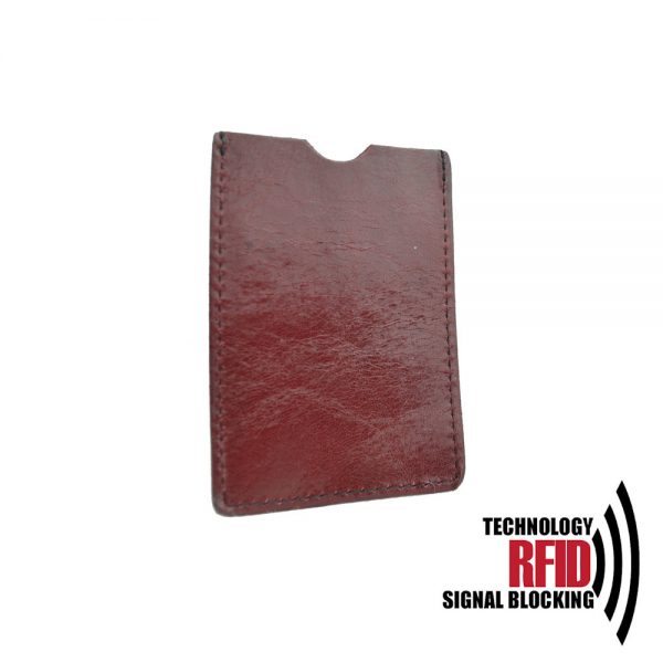 Kožené RFID púzdro vybavené blokáciou RFID / NFC, bordová farba - Image 2