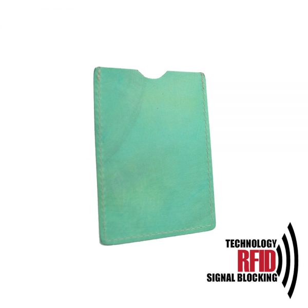 Kožené RFID púzdro vybavené blokáciou RFID / NFC, tyrkysová farba - Image 2