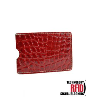 RFID kožené púzdro vybavené blokáciou RFID NFC, tmavo červená farba (2)