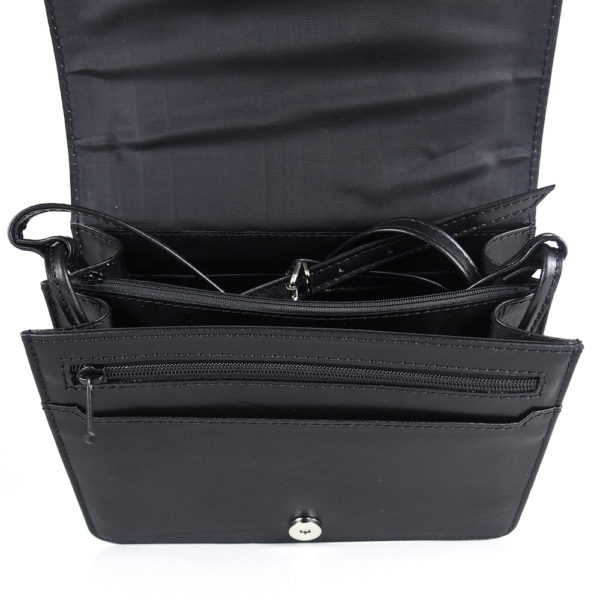 Crossbody kožená kabelka, čierna, uzatváranie - magnet - Image 14