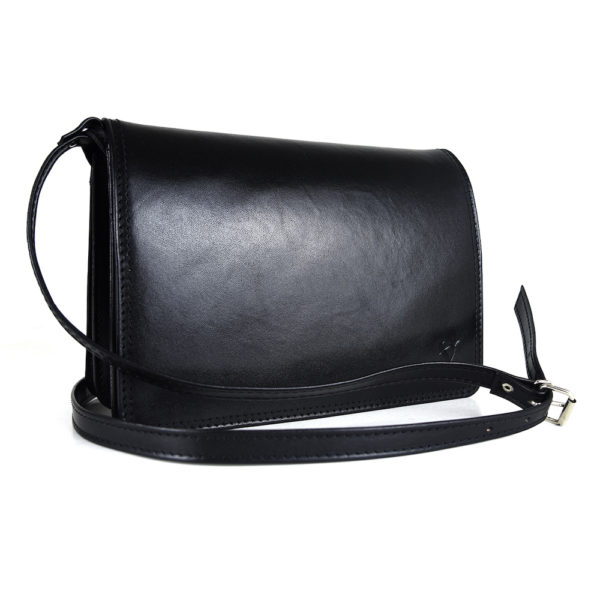Crossbody kožená kabelka, čierna, uzatváranie - magnet - Image 6