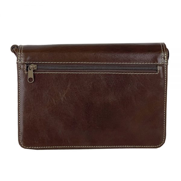 Crossbody kožená kabelka, tmavo hnedá, uzatváranie - magnet - Image 7