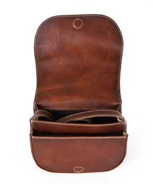 Unikátna kožená crossbody kabelka v Cigaro farbe 7403, ručne tieňovaná - skrytý magnet – Obrázok 8
