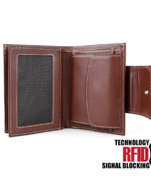 Kožená RFID peňaženka vybavená blokáciou RFID / NFC, hnedá farba č.8211