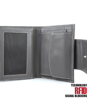 Kožená RFID peňaženka vybavená blokáciou RFID / NFC, šedá farba č.8211
