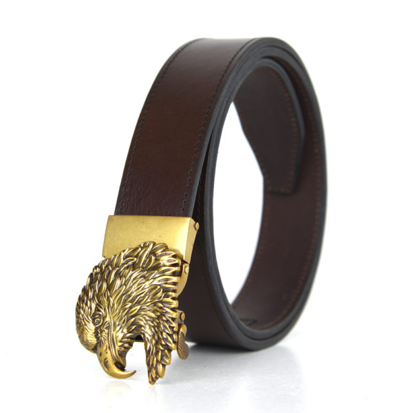 Opasok z pravej kože s automatickou prackou GOLD EAGLE HEAD - Image 2