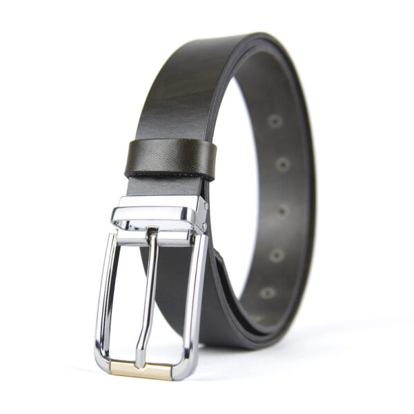 Kožený opasok SILVER GOLD, šírka 3.3cm, Ručná výroba na Slovensku - Image 4