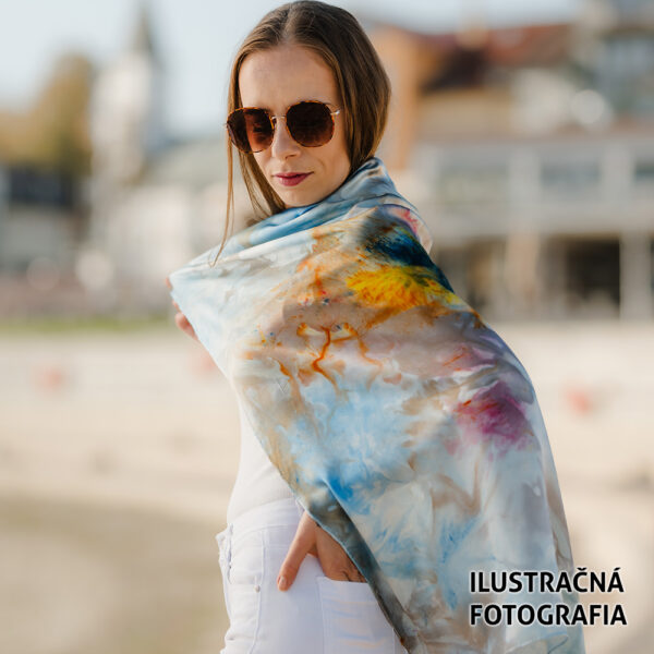 Hodvábna šatka LIMITED_139, Ručná výroba na Slovensku, 90 x 90cm - Image 8