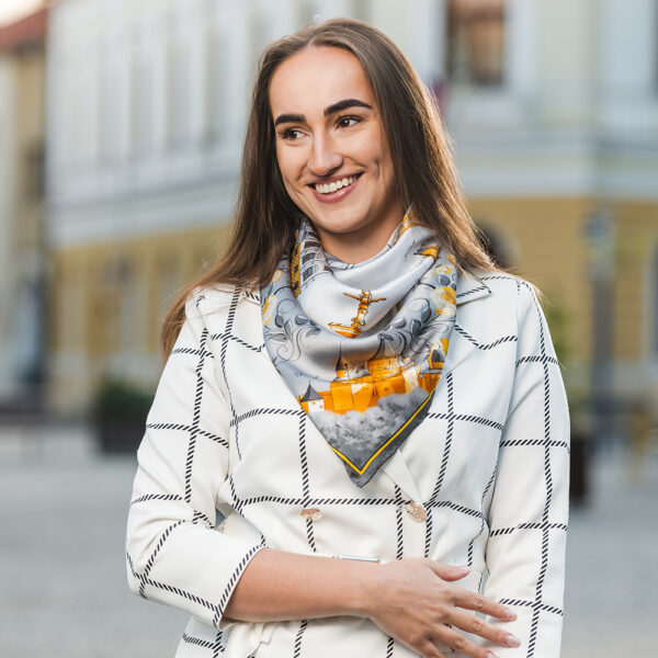 Hodvábna šatka SLOVENSKO - ZLATÁ, 90 x 90cm, Vyrobené na Slovensku - Image 14