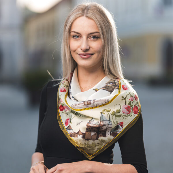 Hodvábna šatka SLOVENSKO - ZELENÁ, 90 x 90cm, Vyrobené na Slovensku - Image 7