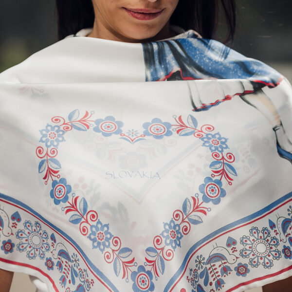 Hodvábna šatka TANEČNICA, 90 x 90cm, Made in SLOVAKIA - Image 13