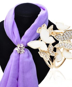 Alternative view of Luxusná brošňa s bielo - zlatými motýľmi