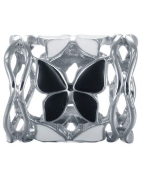 Prstencová ozdoba na šatky s motýľmi v striebornej farbe