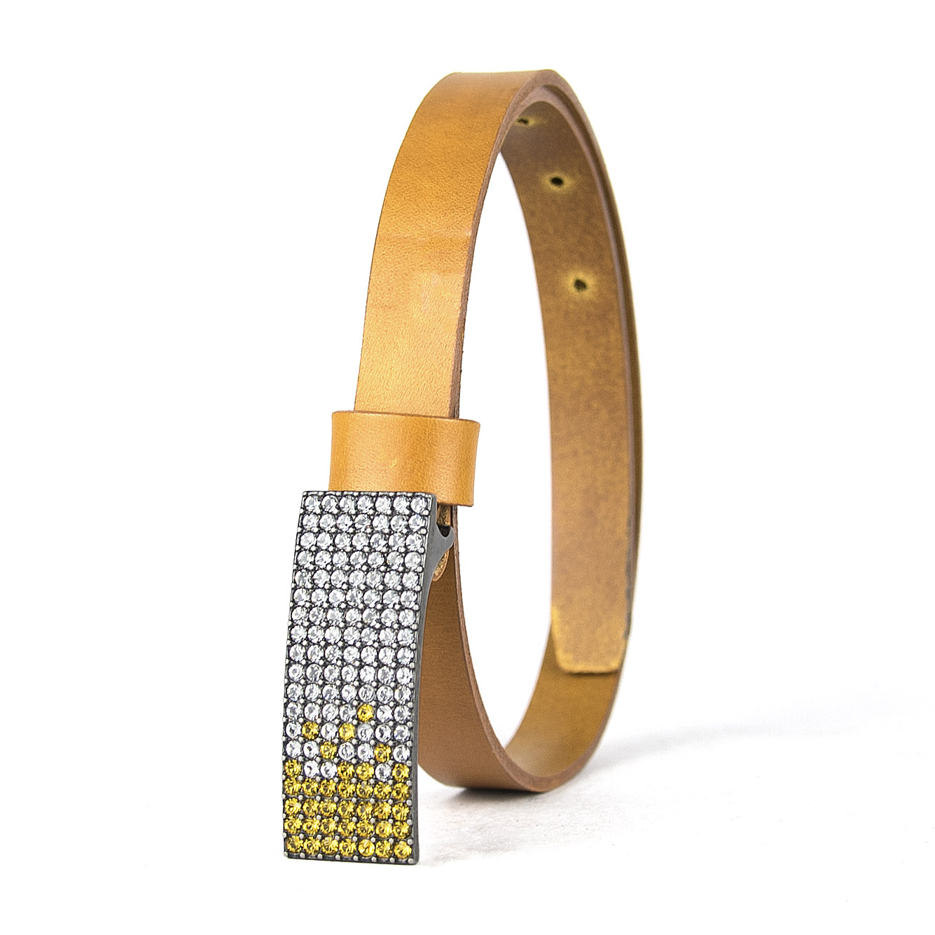 Dámsky kožený opasok SWAROVSKI YELLOW, šírka 2cm, Vyrobené na Slovensku – Obrázok 5