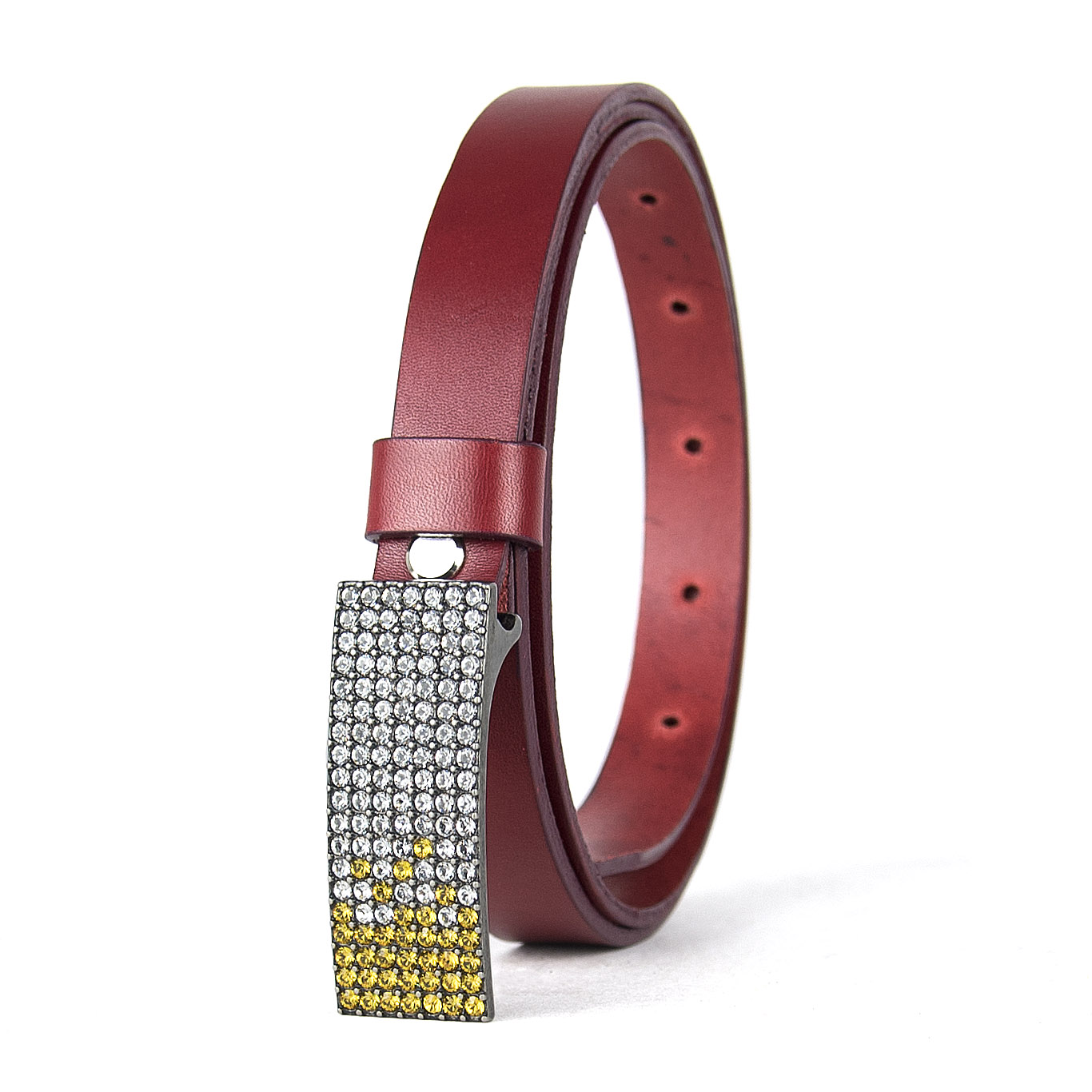 Dámsky kožený opasok SWAROVSKI YELLOW, šírka 2cm, Vyrobené na Slovensku – Obrázok 2