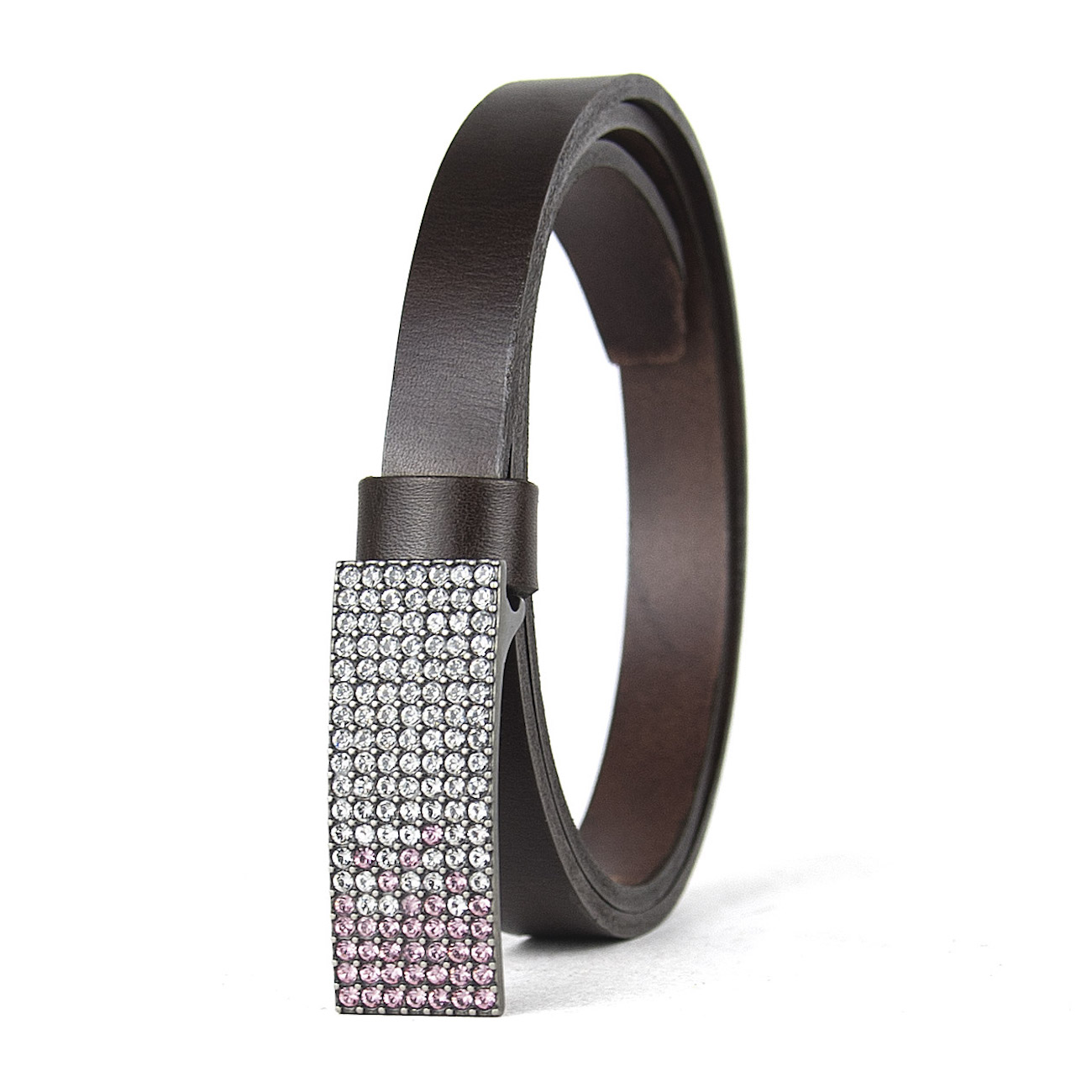 Dámsky kožený opasok SWAROVSKI PINK, šírka 2cm, Vyrobené na Slovensku – Obrázok 2
