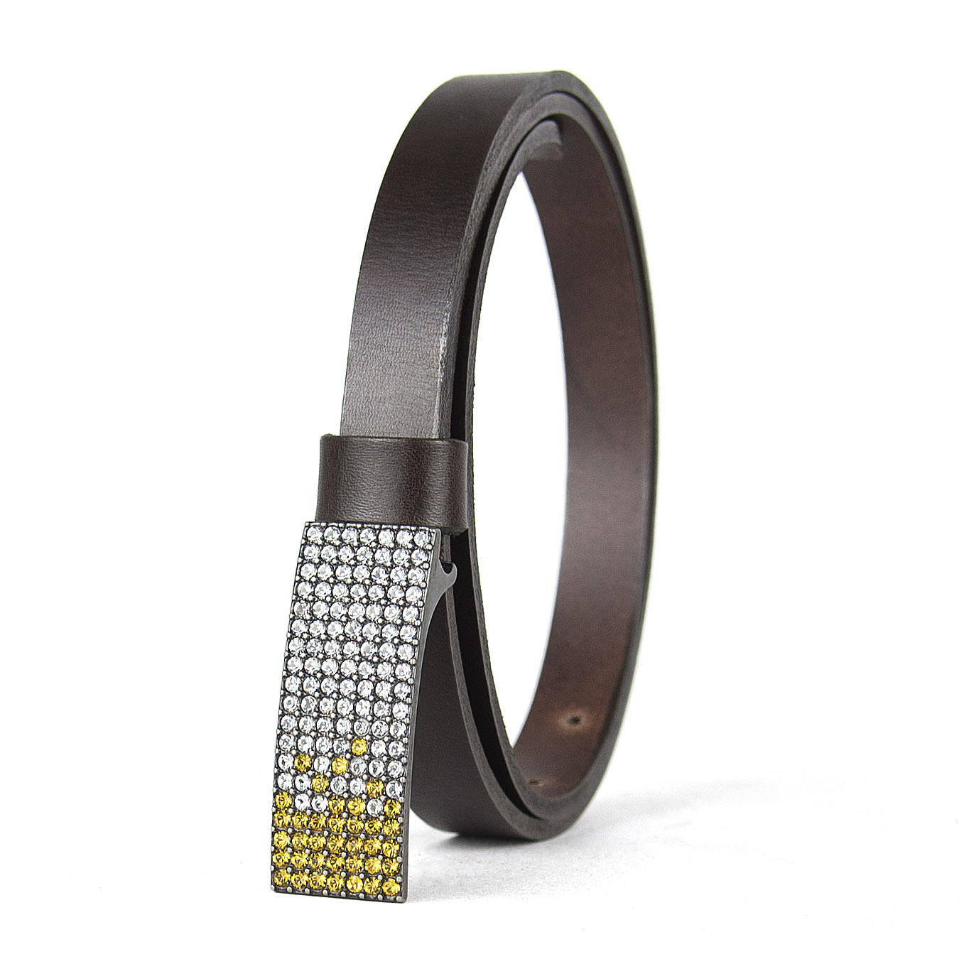 Dámsky kožený opasok SWAROVSKI YELLOW, šírka 2cm, Vyrobené na Slovensku – Obrázok 3