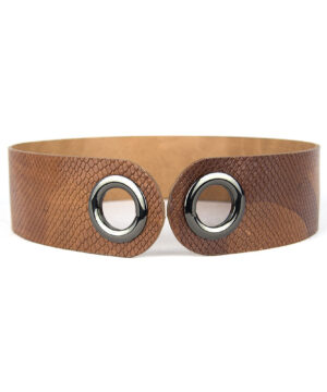 Kožený opasok viazaný šatkou – Hadí vzor hnedý, Výroba na Slovensku