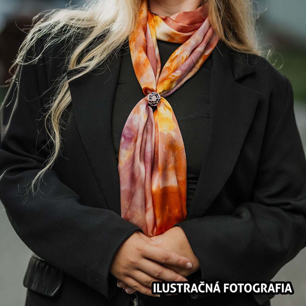 Hodvábny šál LIMITED_32, Ručná výroba na Slovensku, 175 x 45cm – Obrázok 7